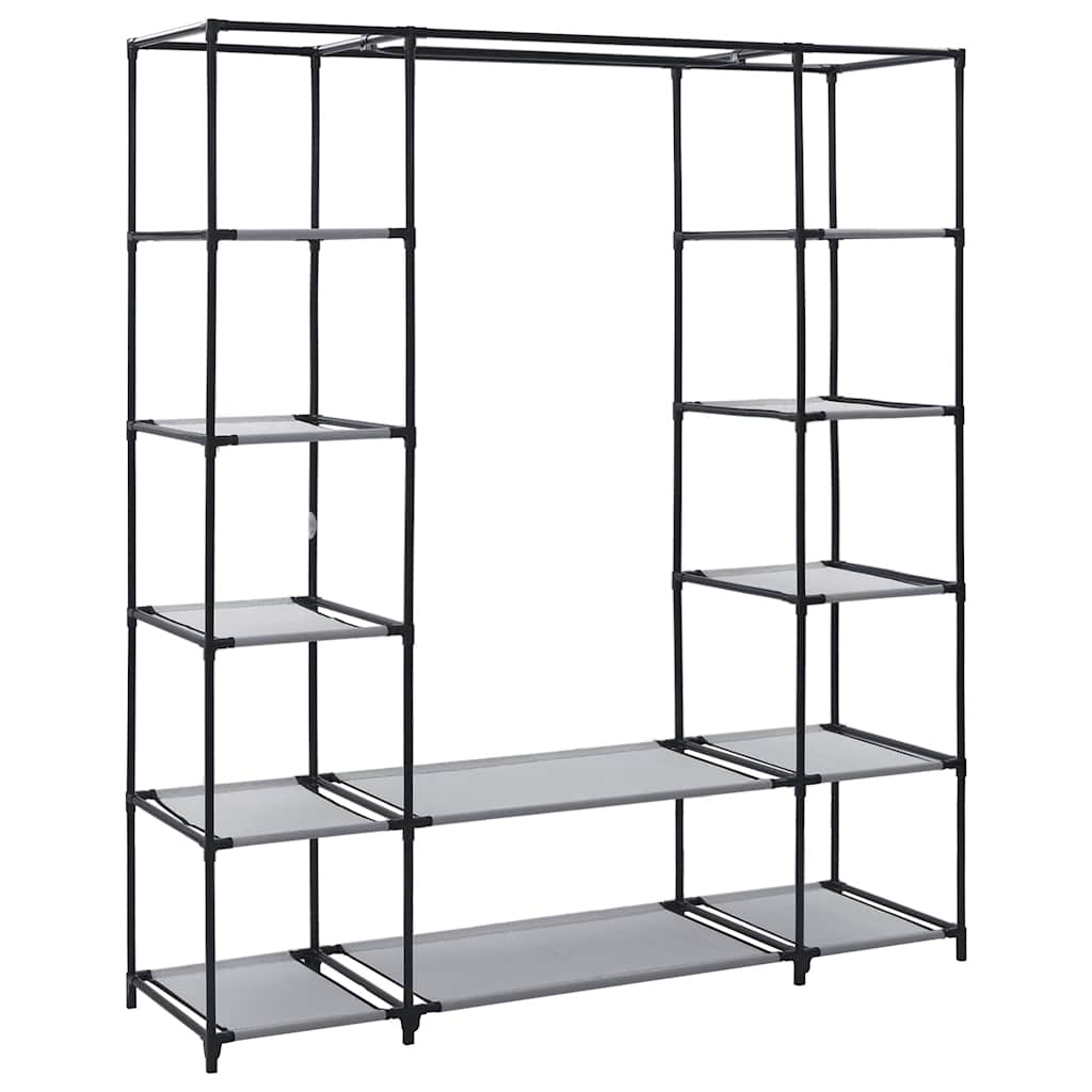 282436 vidaXL Wardrobe with Compartments and Rods Grey 150x45x176 cm Fabric