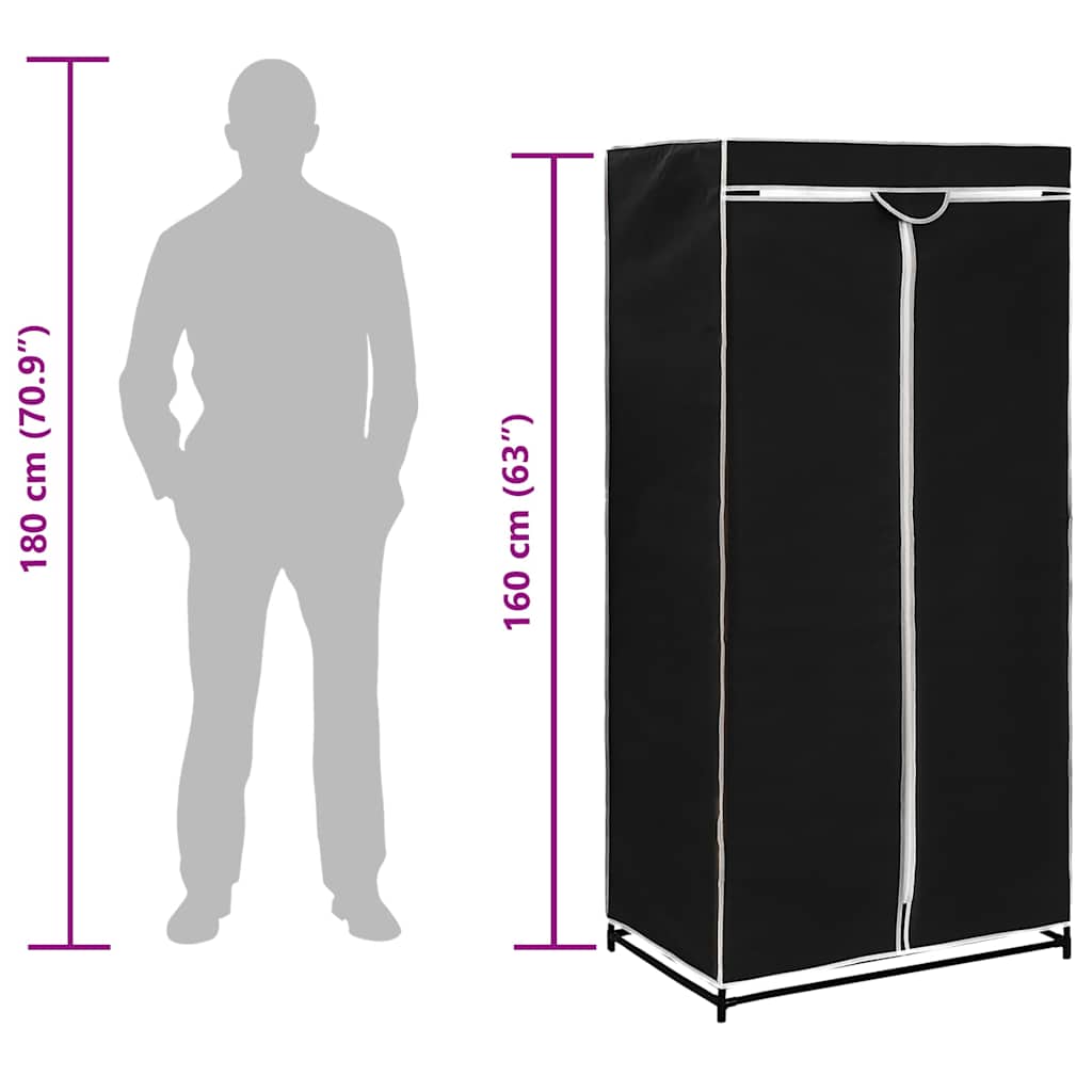 Wardrobe Black 75x50x160 cm