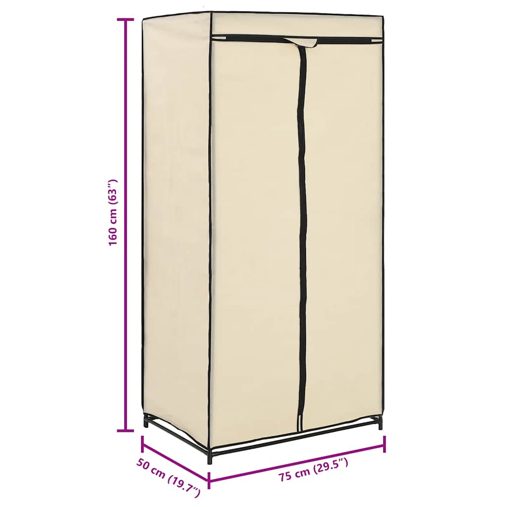 Wardrobe Cream 75x50x160 cm