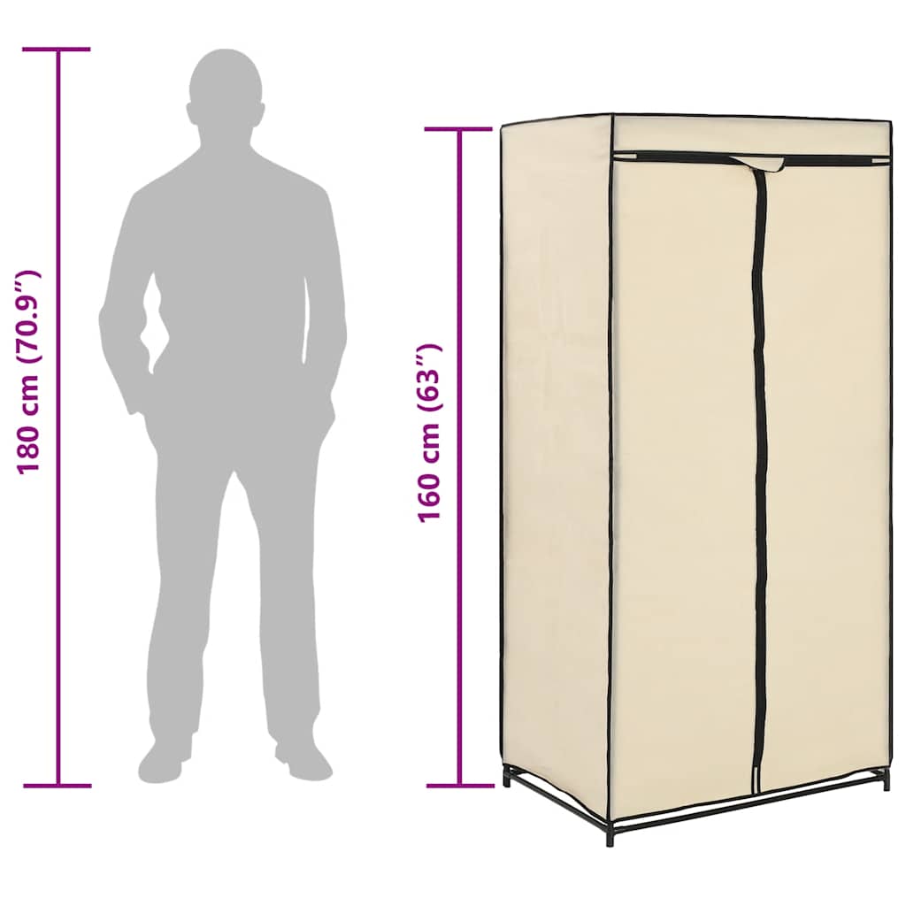 Wardrobe Cream 75x50x160 cm