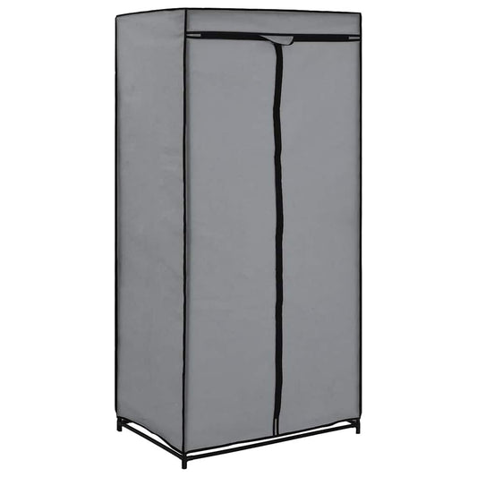 Wardrobe | Grey | Iron, Polyester | Medium | Collapsible | Wardrobe