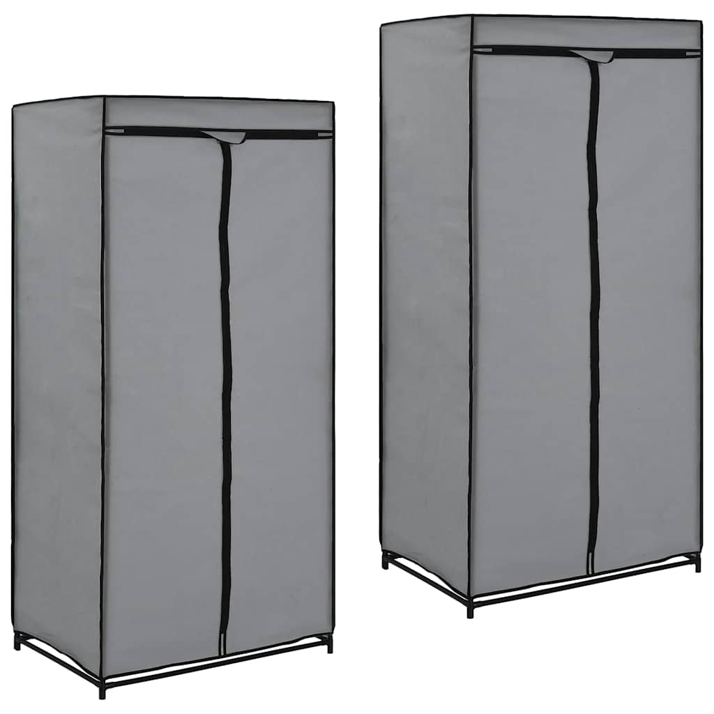 Wardrobes 2 pcs Grey 75x50x160 cm