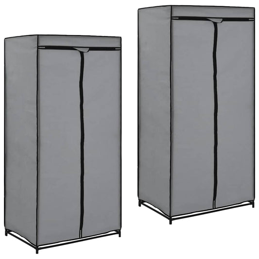 Wardrobes 2 pcs Grey 75x50x160 cm
