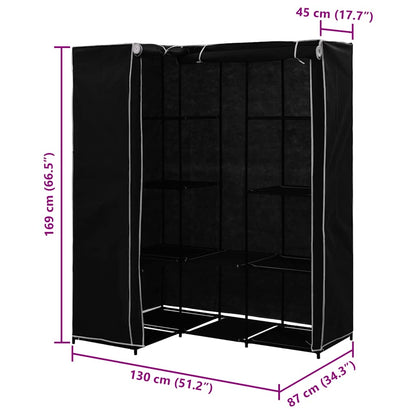 Corner Wardrobe Black 130x87x169 cm