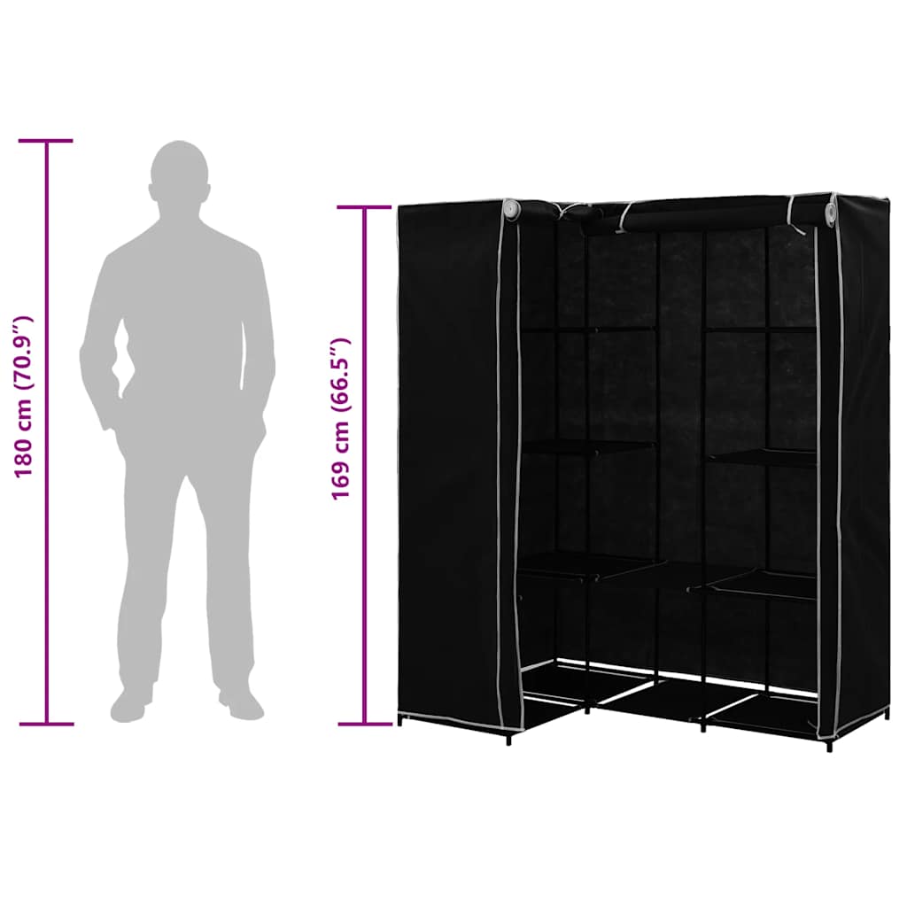 Corner Wardrobe Black 130x87x169 cm