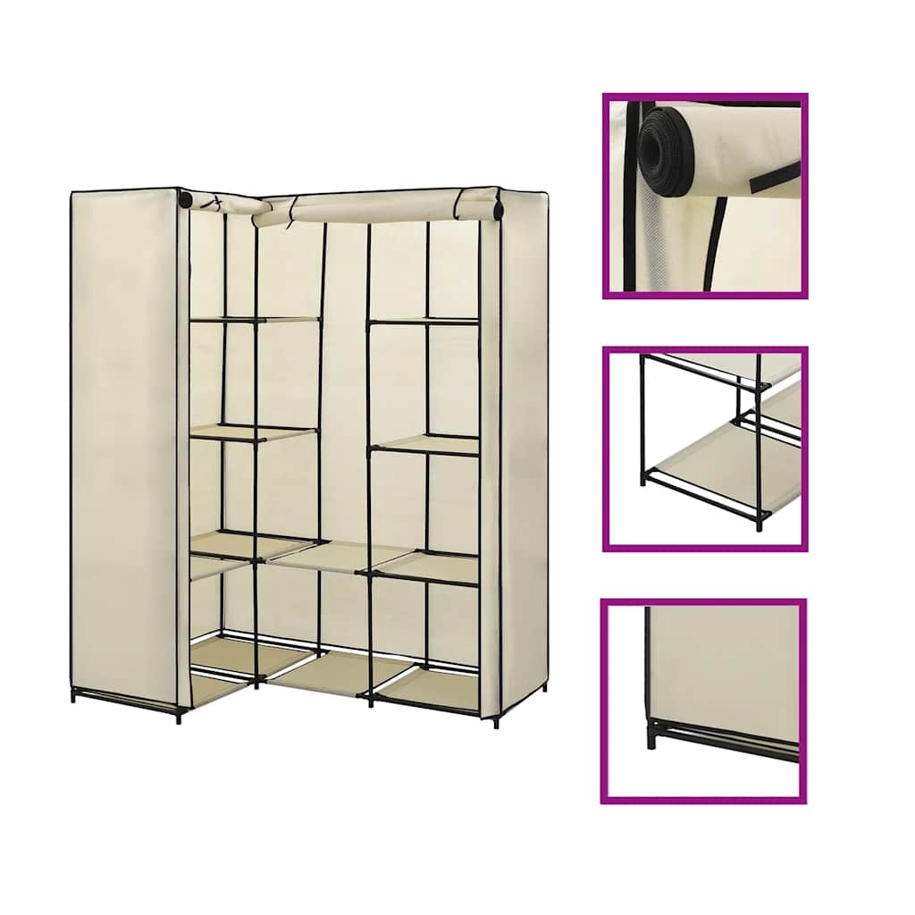 Corner Wardrobe Cream 130x87x169 cm