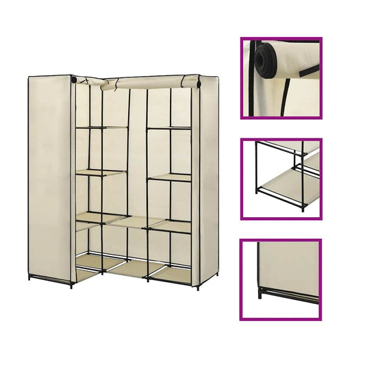 Corner Wardrobe Cream 130x87x169 cm