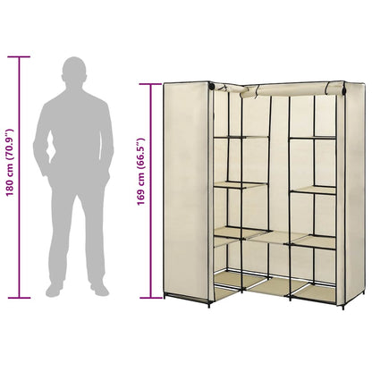 Corner Wardrobe Cream 130x87x169 cm