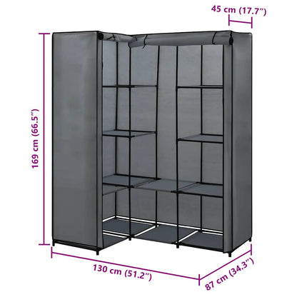 Corner Wardrobe Grey 130x87x169 cm