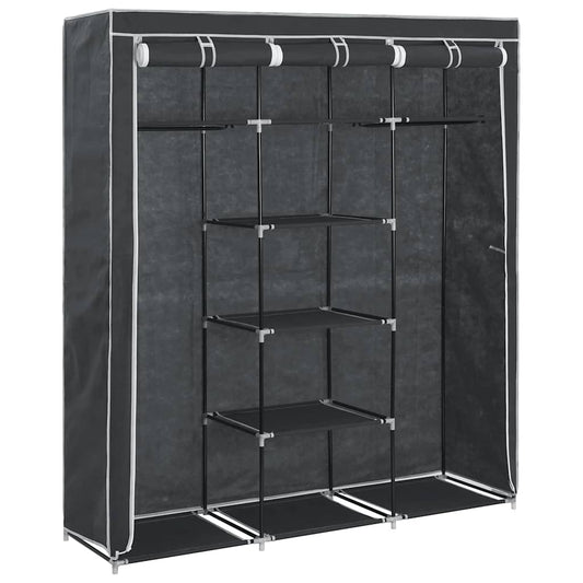 Wardrobe | Black | Polyester | Large | Collapsible | Rectangular