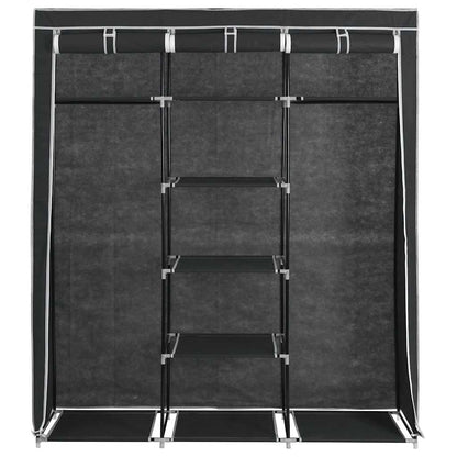 Wardrobe with Compartments and Rods Black 150x45x175 cm Fabric
