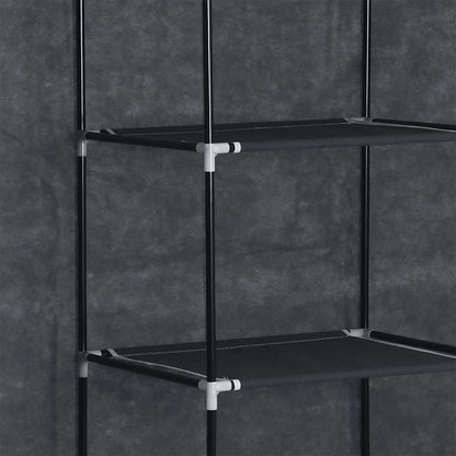 Wardrobe with Compartments and Rods Black 150x45x175 cm Fabric