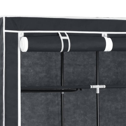 Wardrobe with Compartments and Rods Black 150x45x175 cm Fabric