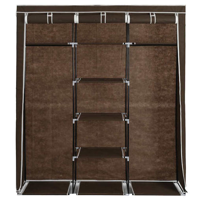 Wardrobe with Compartments and Rods Brown 150x45x175 cm Fabric