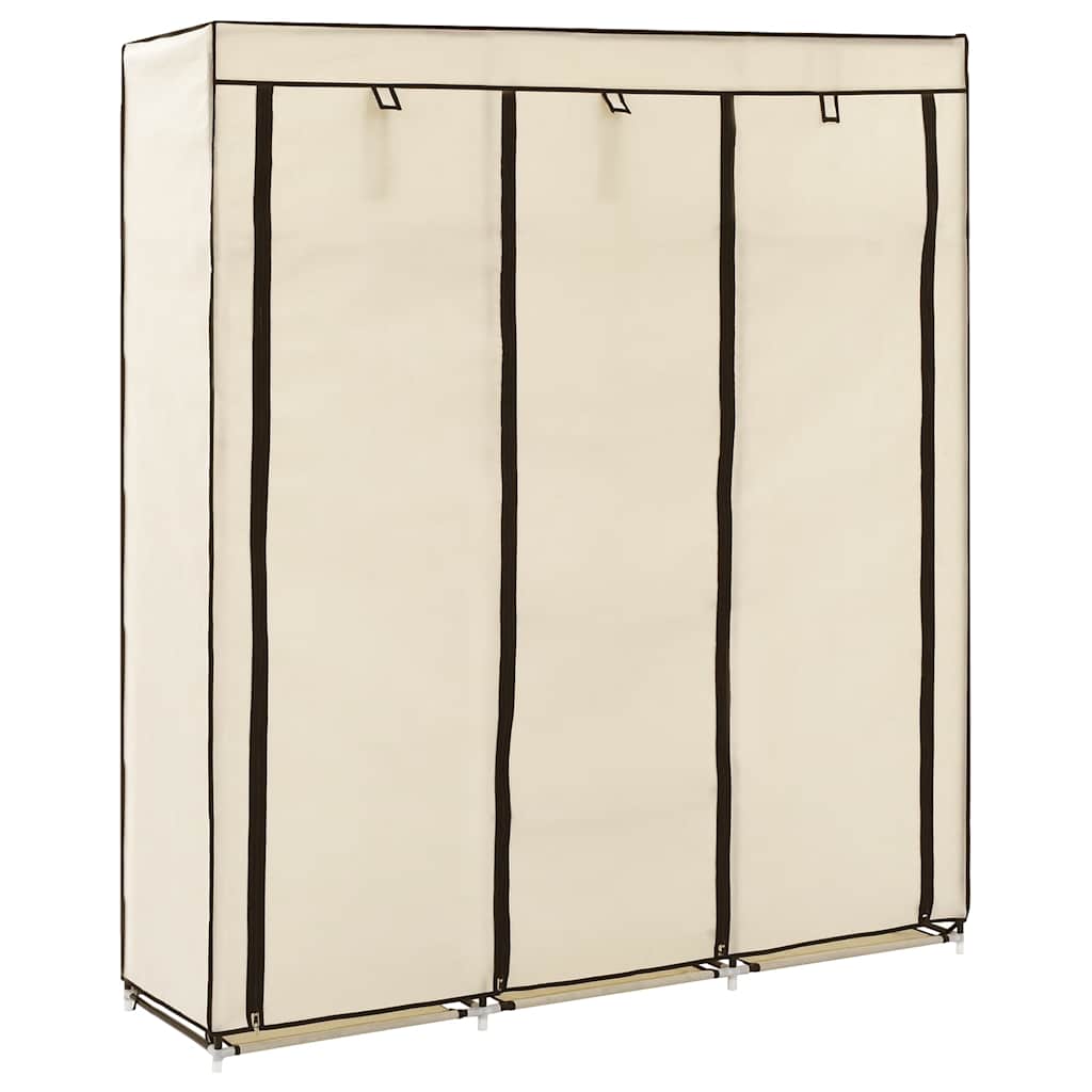 Wardrobe with Compartments and Rods Cream 150x45x175 cm Fabric