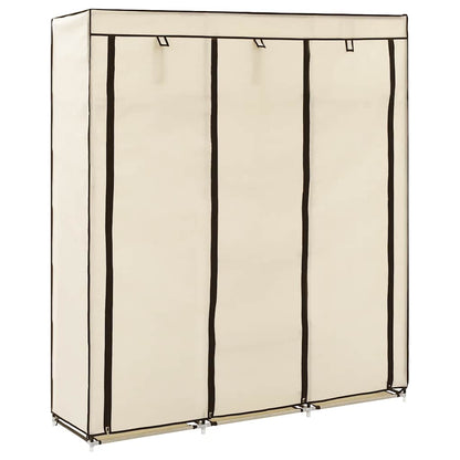 Wardrobe with Compartments and Rods Cream 150x45x175 cm Fabric