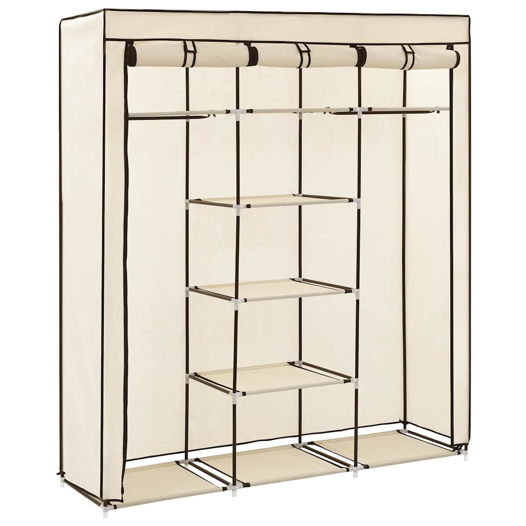 Wardrobe with Compartments and Rods Cream 150x45x175 cm Fabric