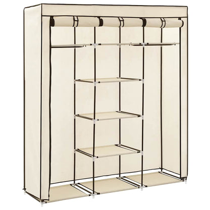 Wardrobe with Compartments and Rods Cream 150x45x175 cm Fabric