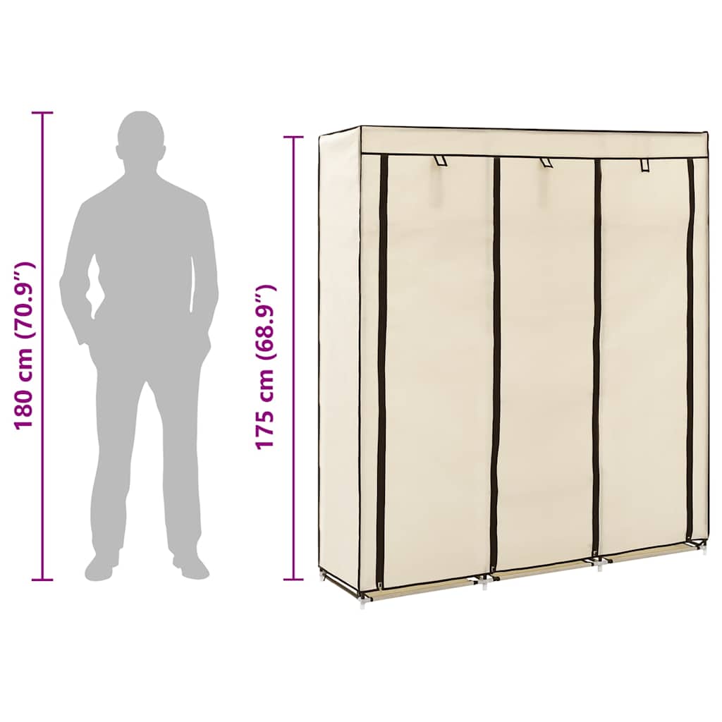 Wardrobe with Compartments and Rods Cream 150x45x175 cm Fabric