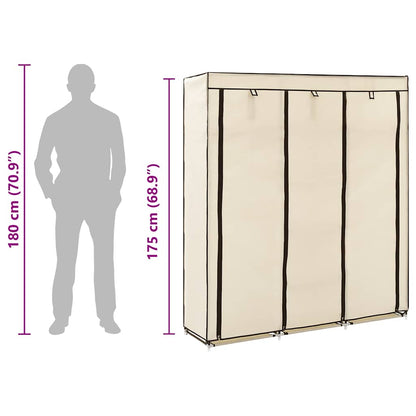 Wardrobe with Compartments and Rods Cream 150x45x175 cm Fabric