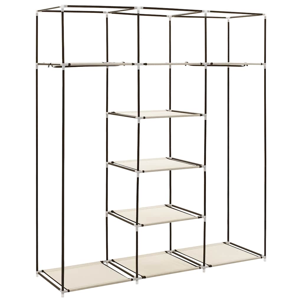 Wardrobe with Compartments and Rods Cream 150x45x175 cm Fabric