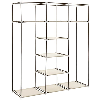 Wardrobe with Compartments and Rods Cream 150x45x175 cm Fabric
