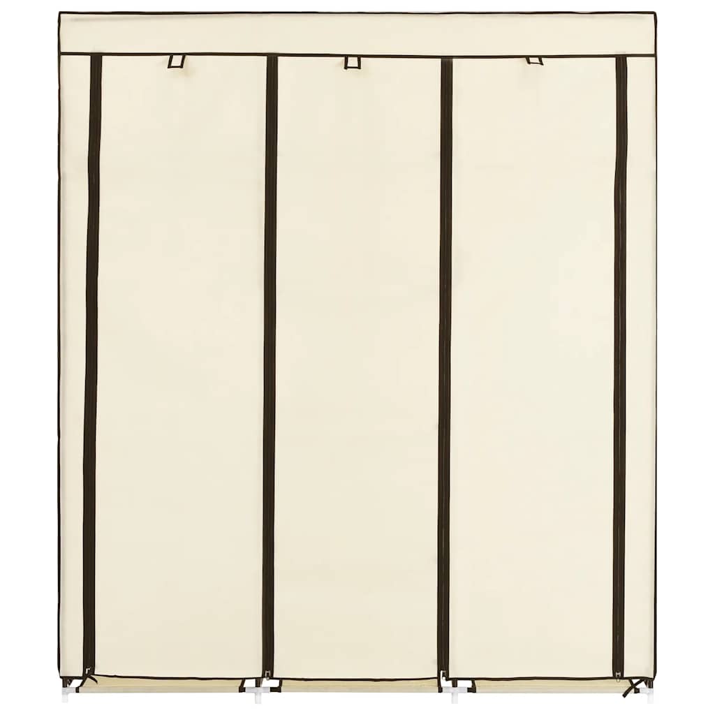 Wardrobe with Compartments and Rods Cream 150x45x175 cm Fabric