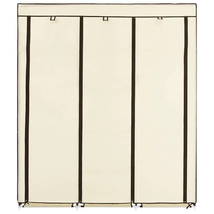 Wardrobe with Compartments and Rods Cream 150x45x175 cm Fabric