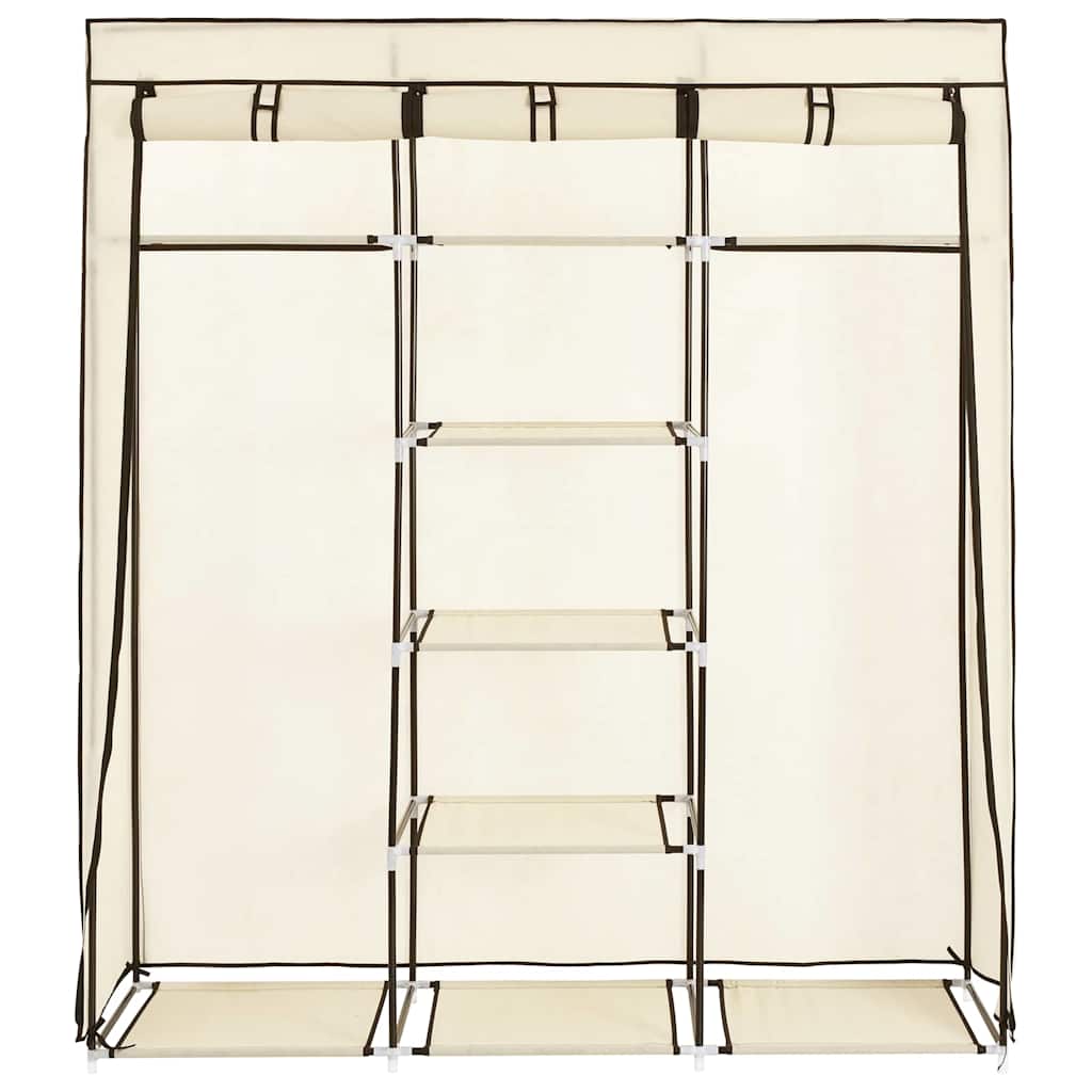Wardrobe with Compartments and Rods Cream 150x45x175 cm Fabric