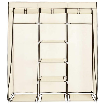 Wardrobe with Compartments and Rods Cream 150x45x175 cm Fabric