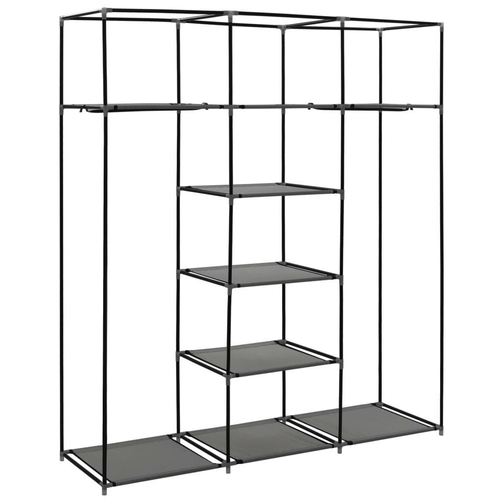 Wardrobe with Compartments and Rods Grey 150x45x175 cm Fabric