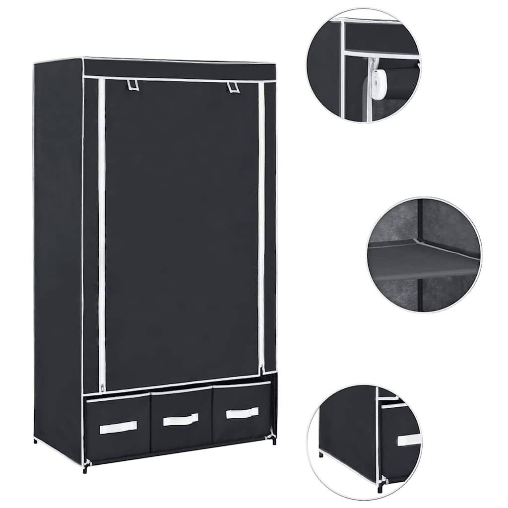 Wardrobe Black 87x49x159 cm Fabric