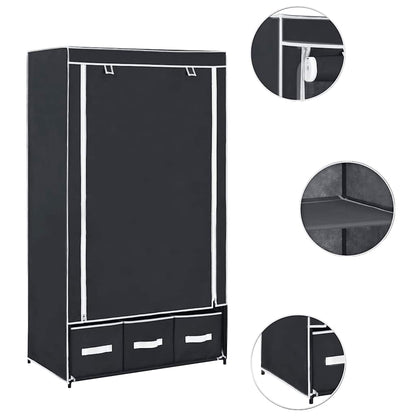 Wardrobe Black 87x49x159 cm Fabric