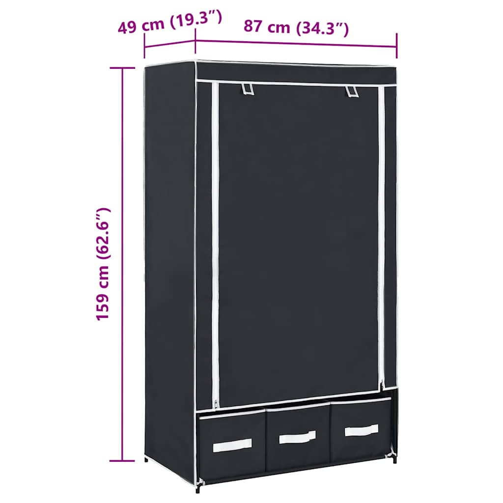 Wardrobe Black 87x49x159 cm Fabric