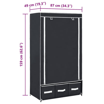 Wardrobe Black 87x49x159 cm Fabric