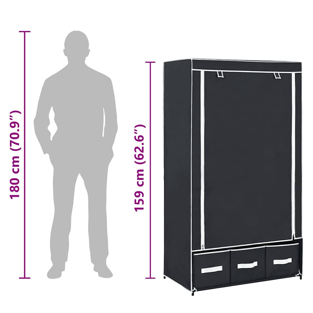 Wardrobe Black 87x49x159 cm Fabric