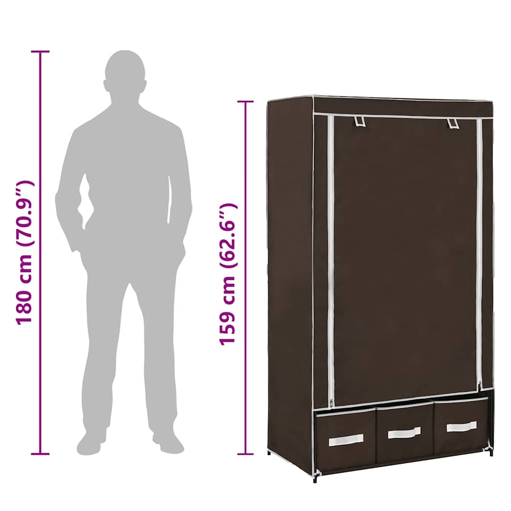 Wardrobe Brown 87x49x159 cm Fabric