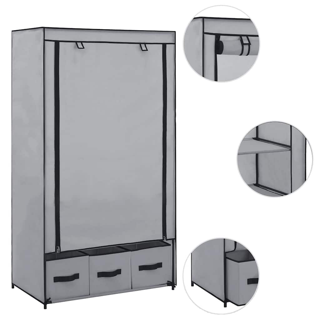 Wardrobe Grey 87x49x159 cm Fabric