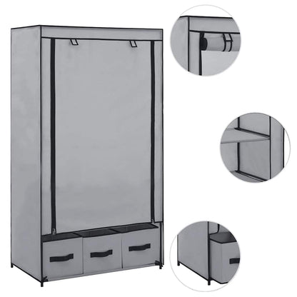 Wardrobe Grey 87x49x159 cm Fabric