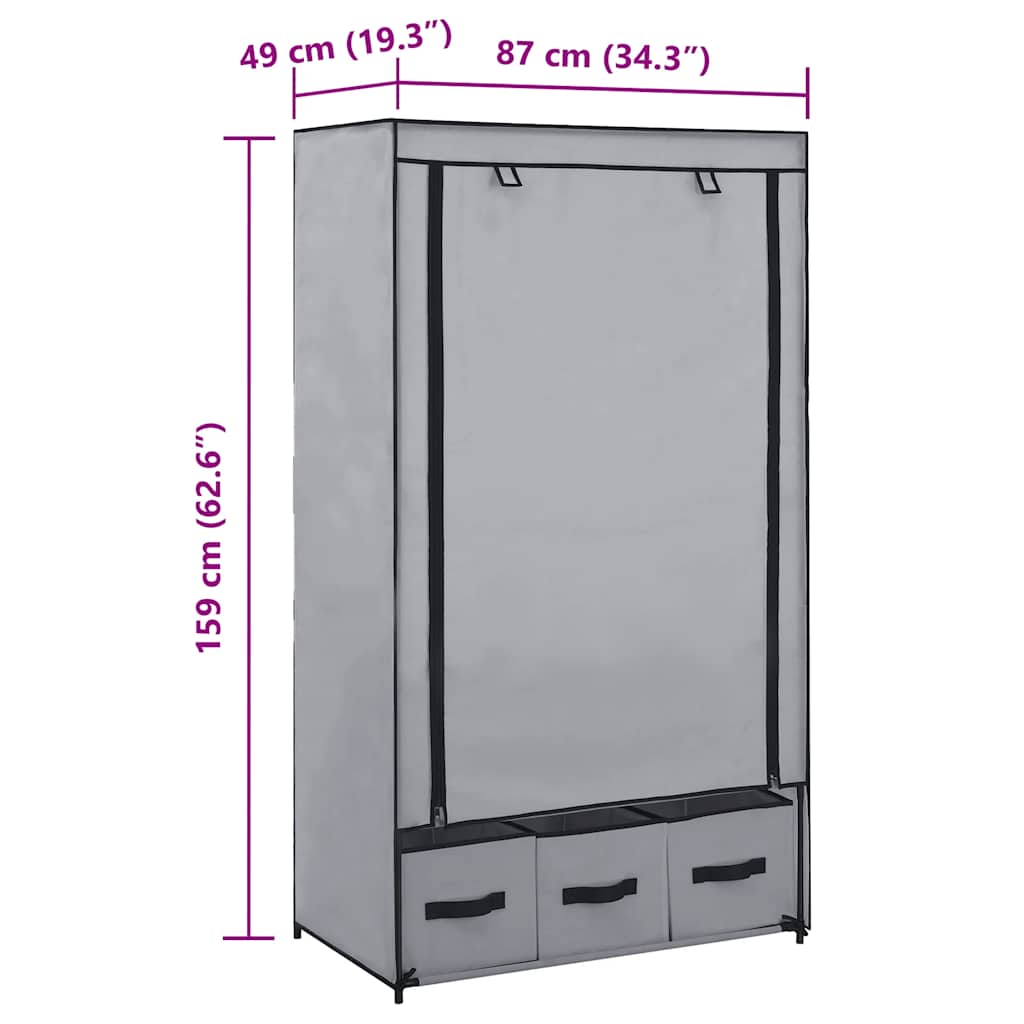 Wardrobe Grey 87x49x159 cm Fabric