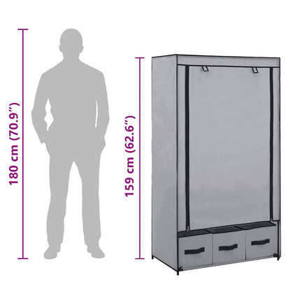 Wardrobe Grey 87x49x159 cm Fabric