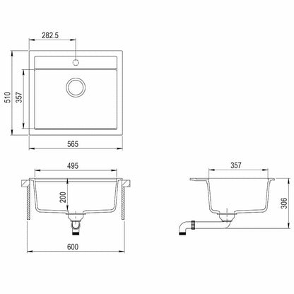 Granite Kitchen Sink Single Basin Beige