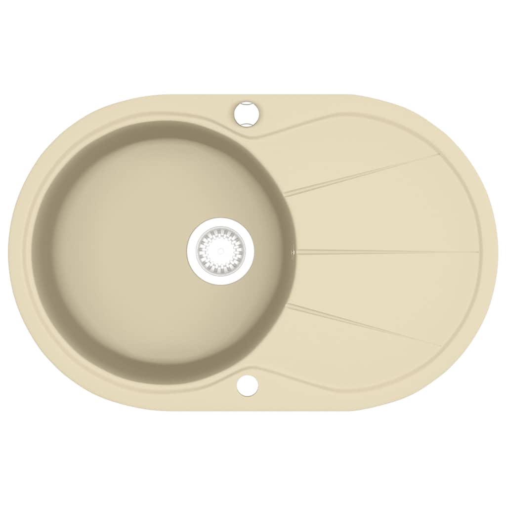 Granite Kitchen Sink Single Basin Oval Beige