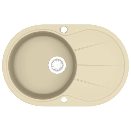 Granite Kitchen Sink Single Basin Oval Beige