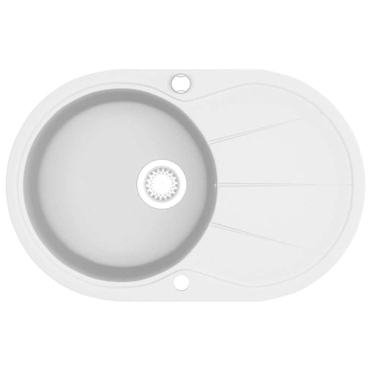 Granite Kitchen Sink Single Basin Oval White