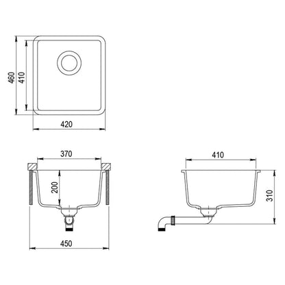 Granite Kitchen Sink Single Basin White
