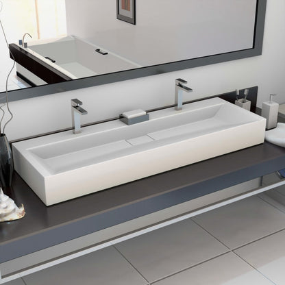 Wash Basin 120x46x11 cm Mineral Cast/Marble Cast White