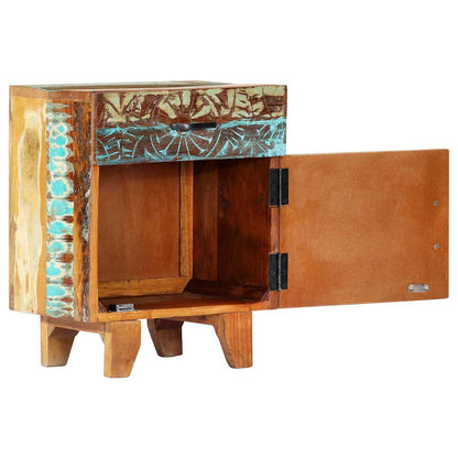247911 vidaXL Hand Carved Bedside Cabinet 40x30x50 cm Solid Reclaimed Wood