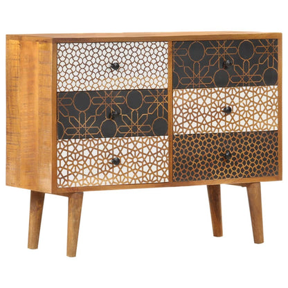 Sideboard | Brown with printed patterns | Solid mango wood, MDF | Medium