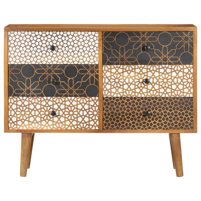 Sideboard | Brown with printed patterns | Solid mango wood, MDF | Medium